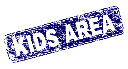 KIDS AREA stamp seal print with grunge style. Seal shape is a rounded rectangle with frame. Blue vector rubber print of KIDS AREA text with grunge style.のイラスト素材