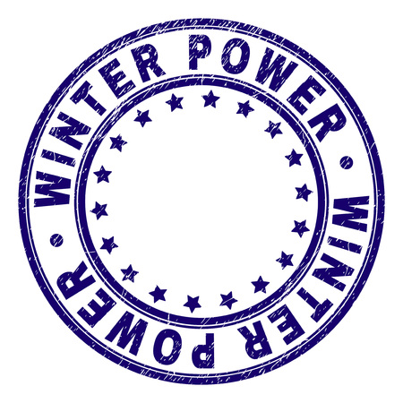 WINTER POWER stamp seal watermark with distress texture. Designed with circles and stars. Blue vector rubber print of WINTER POWER caption with scratched texture.のイラスト素材