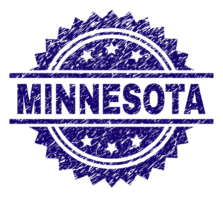 MINNESOTA stamp seal watermark with distress style. Blue vector rubber print of MINNESOTA title with scratched texture.のイラスト素材