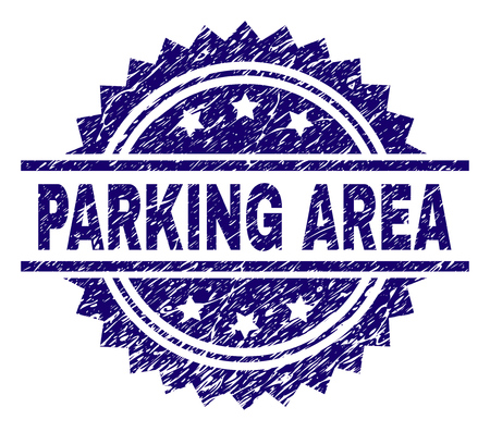 PARKING AREA stamp seal watermark with distress style. Blue vector rubber print of PARKING AREA title with scratched texture.のイラスト素材