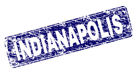 INDIANAPOLIS stamp seal print with distress style. Seal shape is a rounded rectangle with frame. Blue vector rubber print of INDIANAPOLIS caption with grunge style.のイラスト素材