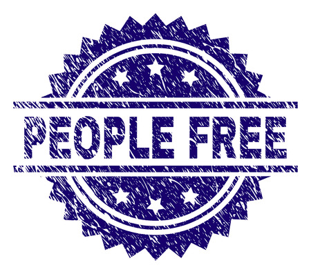 PEOPLE FREE stamp seal watermark with distress style. Blue vector rubber print of PEOPLE FREE tag with retro texture.のイラスト素材
