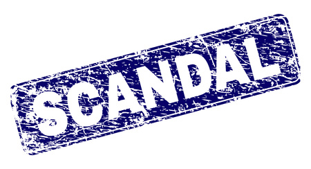 SCANDAL stamp seal print with grunge style. Seal shape is a rounded rectangle with frame. Blue vector rubber print of SCANDAL text with grunge style.のイラスト素材
