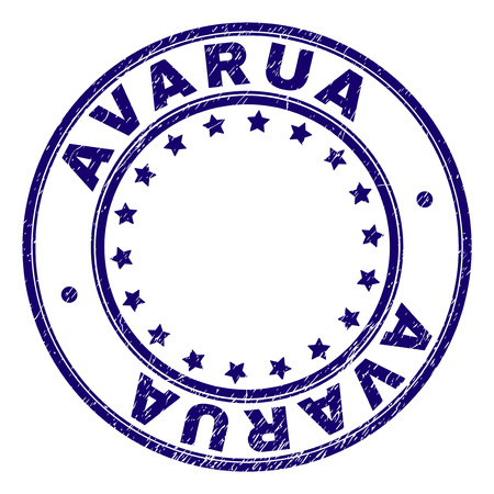 AVARUA stamp seal imprint with grunge texture. Designed with circles and stars. Blue vector rubber print of AVARUA tag with grunge texture.のイラスト素材