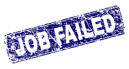 JOB FAILED stamp seal print with distress style. Seal shape is a rounded rectangle with frame. Blue vector rubber print of JOB FAILED tag with dust style.のイラスト素材