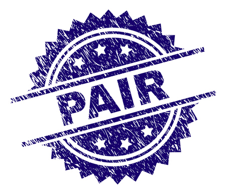 PAIR stamp seal watermark with distress style. Blue vector rubber print of PAIR caption with dust texture.のイラスト素材