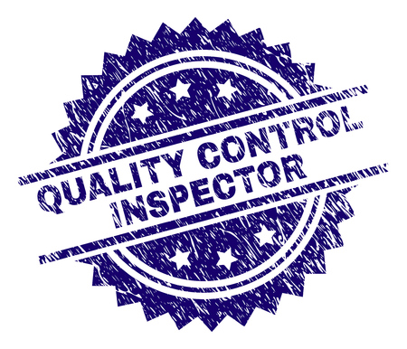 QUALITY CONTROL INSPECTOR stamp seal watermark with distress style. Blue vector rubber print of QUALITY CONTROL INSPECTOR caption with grunge texture.のイラスト素材