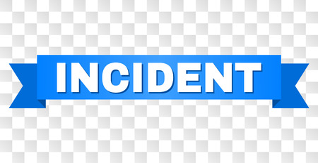 INCIDENT text on a ribbon. Designed with white caption and blue tape. Vector banner with INCIDENT tag on a transparent background.のイラスト素材