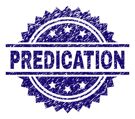 PREDICATION stamp seal watermark with distress style. Blue vector rubber print of PREDICATION tag with dust texture.のイラスト素材
