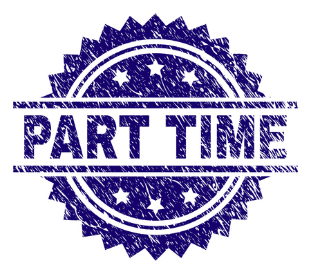 PART TIME stamp seal watermark with distress style. Blue vector rubber print of PART TIME tag with dust texture.のイラスト素材