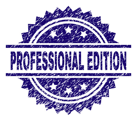 PROFESSIONAL EDITION stamp seal watermark with distress style. Blue vector rubber print of PROFESSIONAL EDITION tag with unclean texture.のイラスト素材