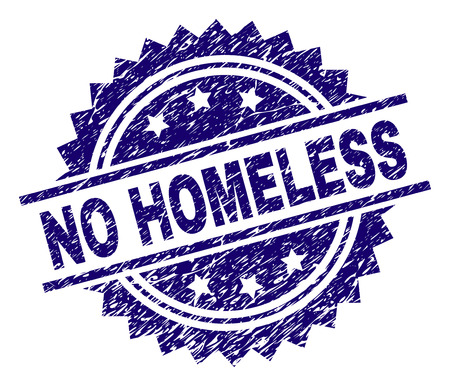 NO HOMELESS stamp seal watermark with distress style. Blue vector rubber print of NO HOMELESS caption with dust texture.のイラスト素材