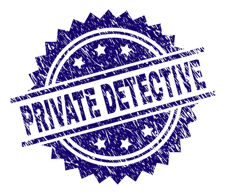 PRIVATE DETECTIVE stamp seal watermark with distress style. Blue vector rubber print of PRIVATE DETECTIVE text with retro texture.のイラスト素材