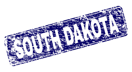SOUTH DAKOTA stamp seal print with grunge style. Seal shape is a rounded rectangle with frame. Blue vector rubber print of SOUTH DAKOTA label with grunge style.のイラスト素材