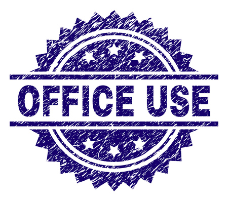 OFFICE USE stamp seal watermark with distress style. Blue vector rubber print of OFFICE USE label with scratched texture.のイラスト素材