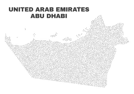 Abu Dhabi Emirate map designed with small points. Vector abstraction in black color is isolated on a white background. Scattered little points are organized into Abu Dhabi Emirate map.のイラスト素材