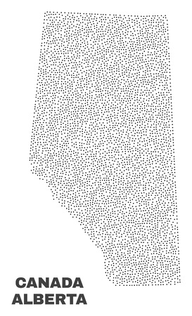 Alberta Province map designed with small points. Vector abstraction in black color is isolated on a white background. Random small particles are organized into Alberta Province map.のイラスト素材