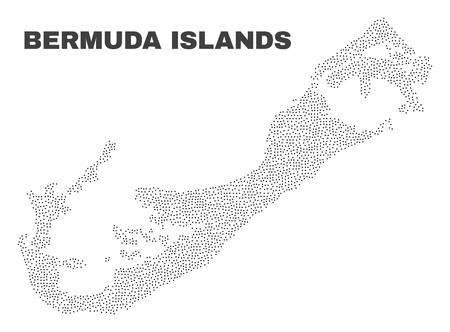 Bermuda Islands map designed with tiny points. Vector abstraction in black color is isolated on a white background. Scattered tiny dots are organized into Bermuda Islands map.のイラスト素材
