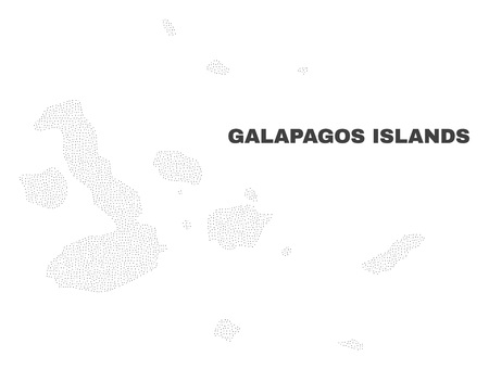 Galapagos Islands map designed with little points. Vector abstraction in black color is isolated on a white background. Random small points are organized into Galapagos Islands map.のイラスト素材