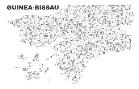Guinea-Bissau map designed with tiny points. Vector abstraction in black color is isolated on a white background. Random tiny points are organized into Guinea-Bissau map.のイラスト素材