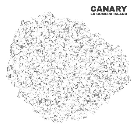 La Gomera Island map designed with tiny points. Vector abstraction in black color is isolated on a white background. Random tiny points are organized into La Gomera Island map.のイラスト素材