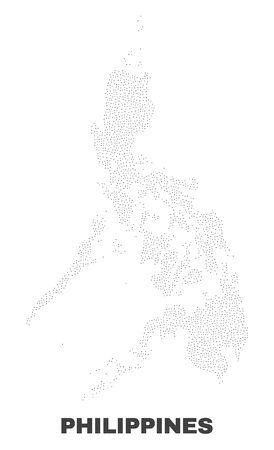 Philippines map designed with tiny points. Vector abstraction in black color is isolated on a white background. Scattered tiny items are organized into Philippines map.のイラスト素材