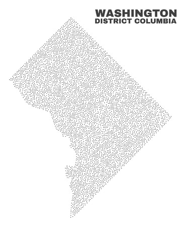 Washington District Columbia map designed with little points. Vector abstraction in black color is isolated on a white background.のイラスト素材