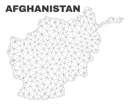 Abstract Afghanistan map isolated on a white background. Triangular mesh model in black color of Afghanistan map. Polygonal geographic scheme designed for political illustrations.のイラスト素材