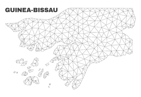 Abstract Guinea-Bissau map isolated on a white background. Triangular mesh model in black color of Guinea-Bissau map. Polygonal geographic scheme designed for political illustrations.のイラスト素材