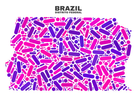 Mosaic Brazil Distrito Federal map isolated on a white background. Vector geographic abstraction in pink and violet colors.のイラスト素材
