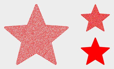 Dotted and mosaic star icons. Vector icon of star constructed of randomized spheric elements. Other pictogram is created from small squares.のイラスト素材