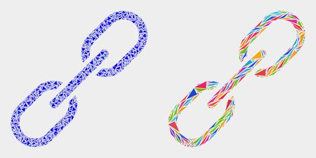 Chain collage icon of triangle elements which have variable sizes and shapes and colors. Geometric abstract vector illustration of chain.のイラスト素材