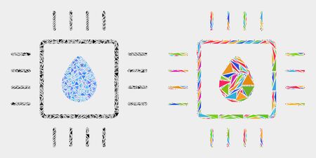 Liquid processor mosaic icon of triangle elements which have different sizes and shapes and colors. Geometric abstract vector design concept of liquid processor.のイラスト素材