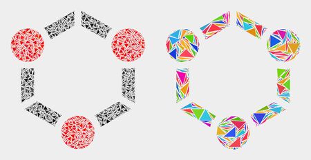 Cooperation mosaic icon of triangle elements which have different sizes and shapes and colors. Geometric abstract vector illustration of cooperation.のイラスト素材