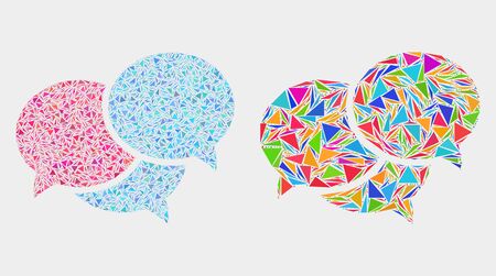 Webinar messages mosaic icon of triangle elements which have different sizes and shapes and colors. Geometric abstract vector design concept of webinar messages.のイラスト素材