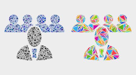 Boss mosaic icon of triangle elements which have different sizes and shapes and colors. Geometric abstract vector illustration of boss.のイラスト素材