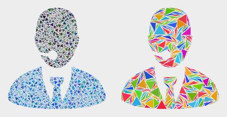 Call center operator collage icon of triangle elements which have various sizes and shapes and colors. Geometric abstract vector design concept of call center operator.のイラスト素材