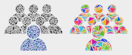 Collective mosaic icon of triangle items which have different sizes and shapes and colors. Geometric abstract vector illustration of collective.のイラスト素材