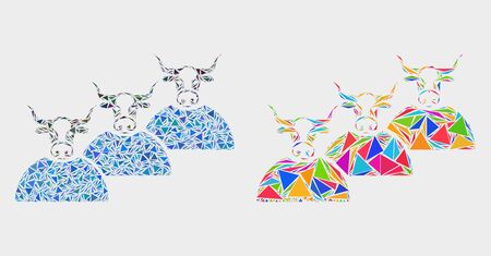 Livestock herd collage icon of triangle elements which have different sizes and shapes and colors. Geometric abstract vector illustration of livestock herd.のイラスト素材