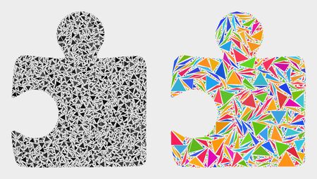 Puzzle item collage icon of triangle items which have different sizes and shapes and colors. Geometric abstract vector design concept of puzzle item.のイラスト素材