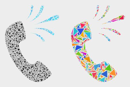 Phone signal mosaic icon of triangle elements which have variable sizes and shapes and colors. Geometric abstract vector illustration of phone signal.のイラスト素材