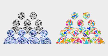 Staff mosaic icon of triangle elements which have different sizes and shapes and colors. Geometric abstract vector illustration of staff.のイラスト素材