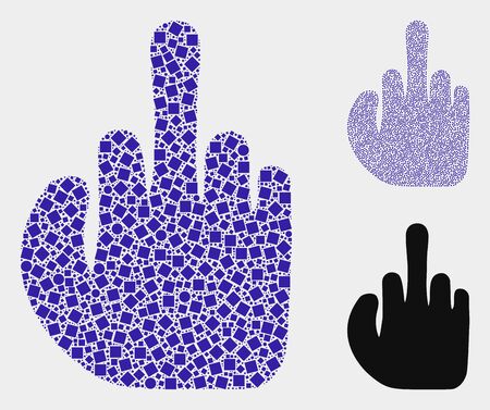 Mosaic Asshole finger icon constructed from circle and square items in different sizes, positions and proportions.のイラスト素材
