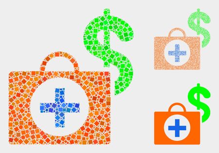 Mosaic Financial medical case icon united from spheric and square items in random sizes, positions and proportions.のイラスト素材