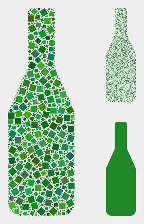 Mosaic Wine bottle icon designed from circle and square items in random sizes, positions and proportions. Vector circle and square parts are grouped into abstract mosaic wine bottle icons.のイラスト素材