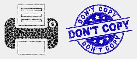 Dot printer mosaic pictogram and DonT Copy watermark. Blue vector rounded textured seal stamp with DonT Copy caption. Vector composition in flat style. Black isolated printer mosaic of random dots,のイラスト素材