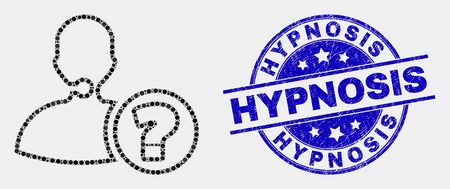 Pixel operator information mosaic icon and Hypnosis seal stamp. Blue vector rounded textured seal with Hypnosis caption. Vector collage in flat style.のイラスト素材