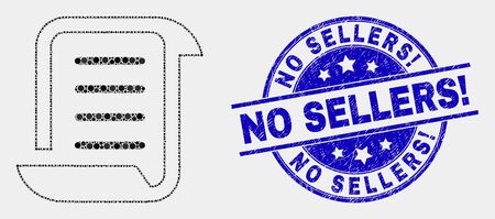 Dotted scroll list mosaic pictogram and No Sellers! stamp. Blue vector round scratched stamp with No Sellers! title. Vector collage in flat style.のイラスト素材