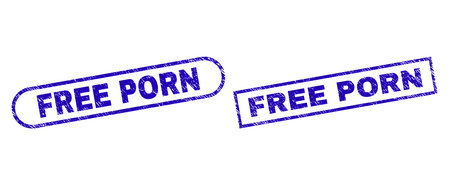 Blue rectangle and rounded FREE PORN watermark. Flat vector ...