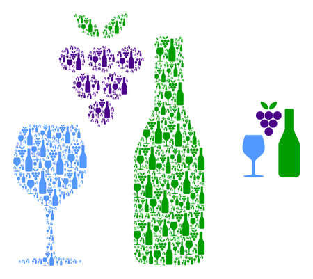 Vector wine composition is constructed with randomized recursive wine parts. Fractal composition for wine.のイラスト素材